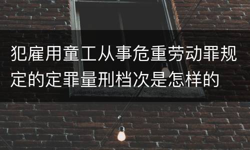 犯雇用童工从事危重劳动罪规定的定罪量刑档次是怎样的