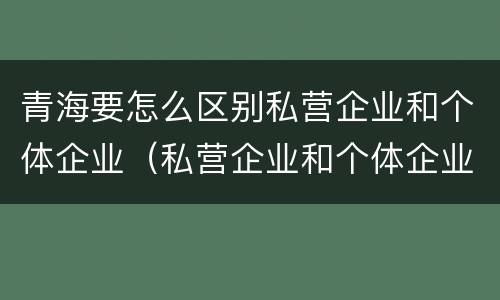 青海要怎么区别私营企业和个体企业（私营企业和个体企业的区别）