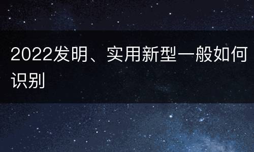 2022发明、实用新型一般如何识别