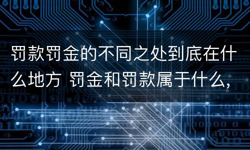 罚款罚金的不同之处到底在什么地方 罚金和罚款属于什么,区别在哪儿