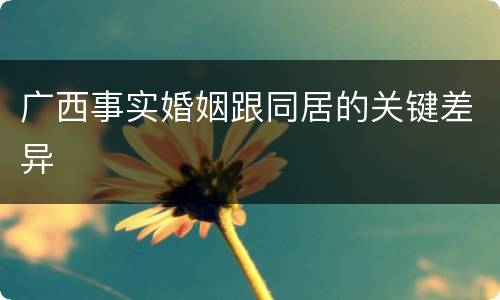 广西事实婚姻跟同居的关键差异