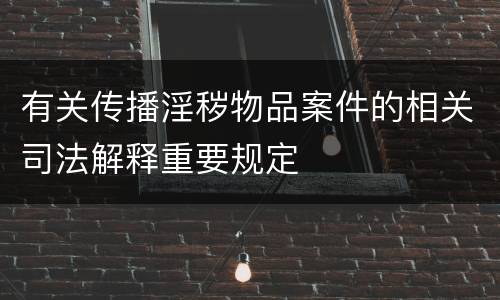 有关传播淫秽物品案件的相关司法解释重要规定