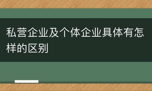 私营企业及个体企业具体有怎样的区别
