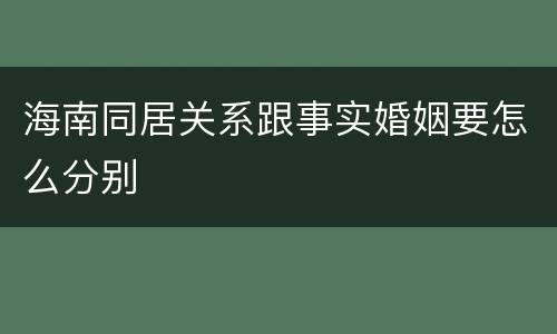 海南同居关系跟事实婚姻要怎么分别