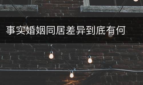 事实婚姻同居差异到底有何