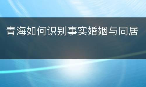 青海如何识别事实婚姻与同居