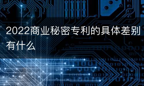 2022商业秘密专利的具体差别有什么