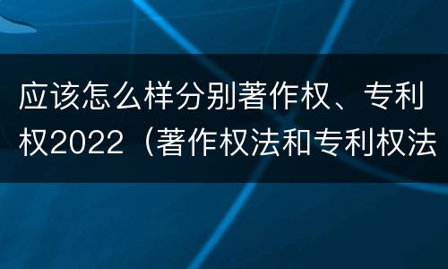 应该怎么样分别著作权、专利权2022（著作权法和专利权法）