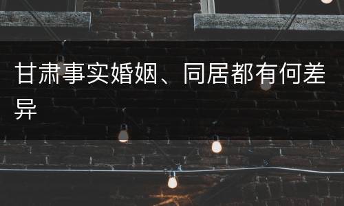 甘肃事实婚姻、同居都有何差异