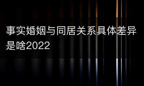 事实婚姻与同居关系具体差异是啥2022