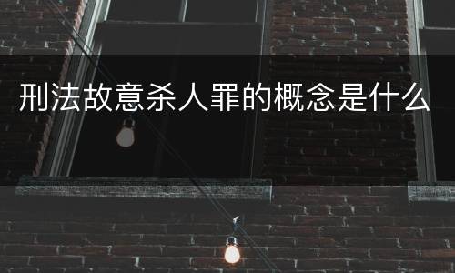 刑法故意杀人罪的概念是什么