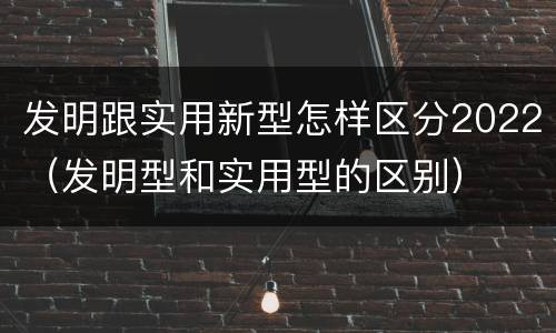 发明跟实用新型怎样区分2022（发明型和实用型的区别）