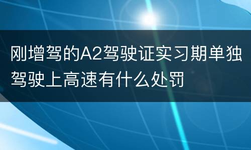刚增驾的A2驾驶证实习期单独驾驶上高速有什么处罚