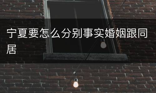 宁夏要怎么分别事实婚姻跟同居