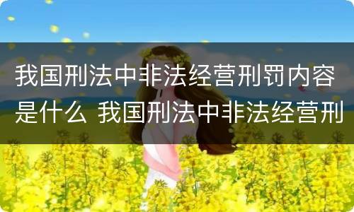 我国刑法中非法经营刑罚内容是什么 我国刑法中非法经营刑罚内容是什么罪