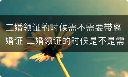 二婚领证的时候需不需要带离婚证 二婚领证的时候是不是需要带离婚证?
