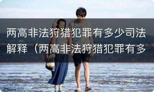两高非法狩猎犯罪有多少司法解释（两高非法狩猎犯罪有多少司法解释了）