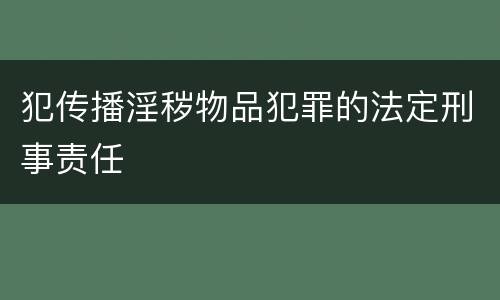 犯传播淫秽物品犯罪的法定刑事责任