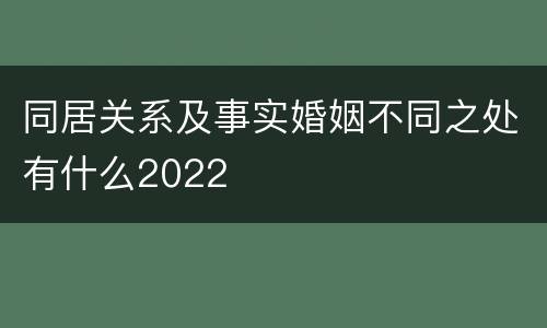 同居关系及事实婚姻不同之处有什么2022