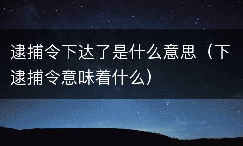 逮捕令下达了是什么意思（下逮捕令意味着什么）
