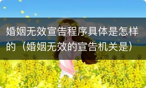 婚姻无效宣告程序具体是怎样的（婚姻无效的宣告机关是）