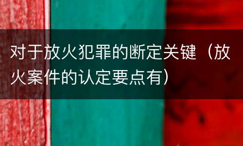 对于放火犯罪的断定关键（放火案件的认定要点有）