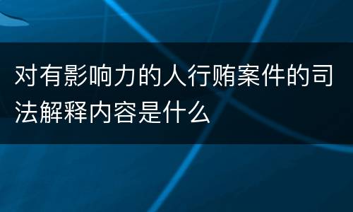 对有影响力的人行贿案件的司法解释内容是什么