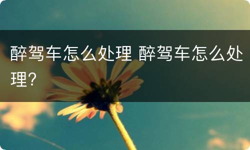 醉驾车怎么处理 醉驾车怎么处理?