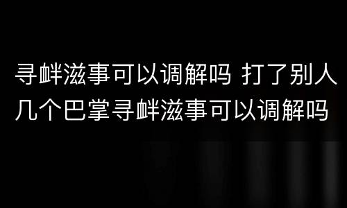 寻衅滋事可以调解吗 打了别人几个巴掌寻衅滋事可以调解吗