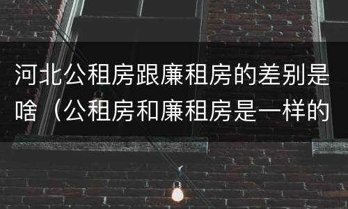 河北公租房跟廉租房的差别是啥（公租房和廉租房是一样的吗）