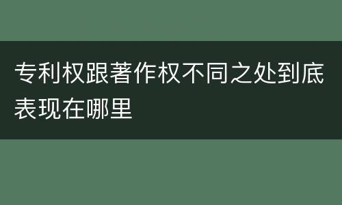 专利权跟著作权不同之处到底表现在哪里