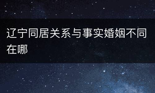辽宁同居关系与事实婚姻不同在哪