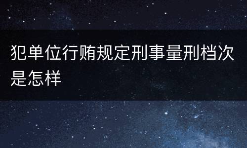 犯单位行贿规定刑事量刑档次是怎样
