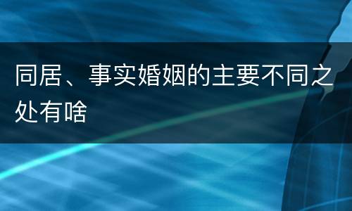 同居、事实婚姻的主要不同之处有啥