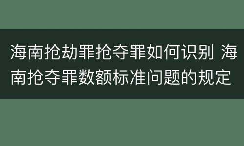 海南抢劫罪抢夺罪如何识别 海南抢夺罪数额标准问题的规定
