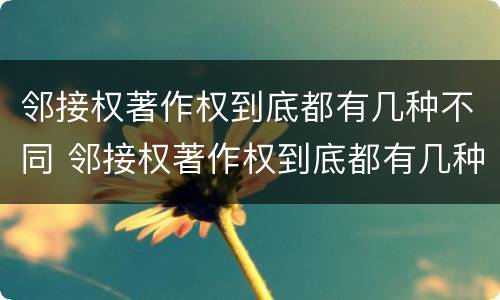 邻接权著作权到底都有几种不同 邻接权著作权到底都有几种不同类型
