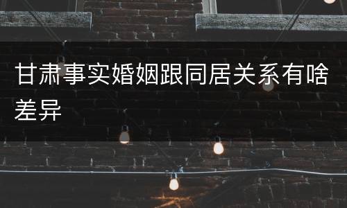 甘肃事实婚姻跟同居关系有啥差异