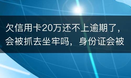 欠信用卡20万还不上逾期了，会被抓去坐牢吗，身份证会被封吗