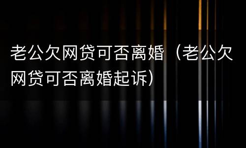 老公欠网贷可否离婚（老公欠网贷可否离婚起诉）