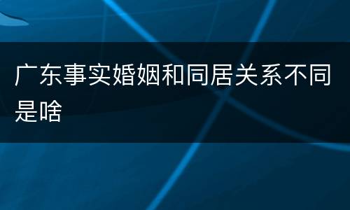 广东事实婚姻和同居关系不同是啥