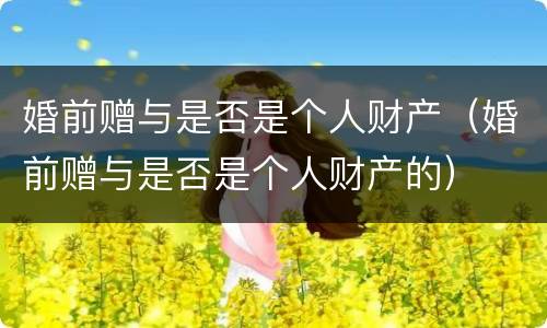 婚前赠与是否是个人财产（婚前赠与是否是个人财产的）