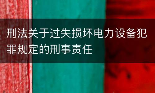 刑法关于过失损坏电力设备犯罪规定的刑事责任