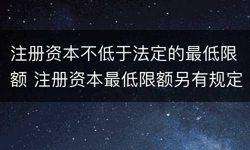 注册资本不低于法定的最低限额 注册资本最低限额另有规定的