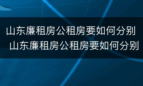 山东廉租房公租房要如何分别 山东廉租房公租房要如何分别摇号
