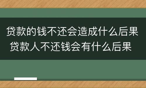 贷款的钱不还会造成什么后果 贷款人不还钱会有什么后果