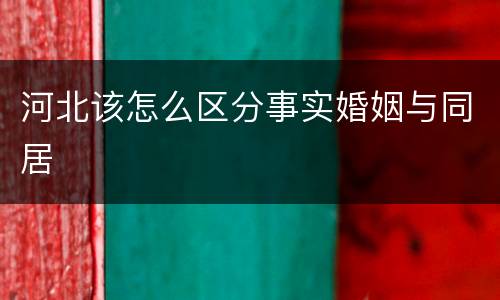 河北该怎么区分事实婚姻与同居