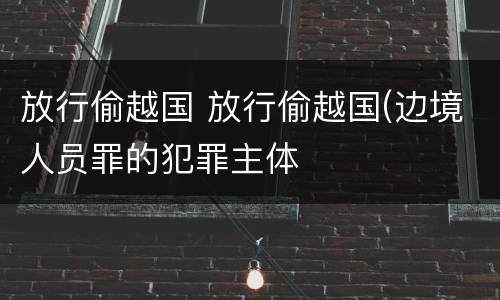 放行偷越国 放行偷越国(边境人员罪的犯罪主体