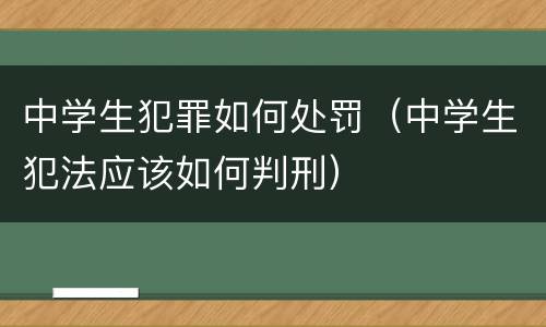 中学生犯罪如何处罚（中学生犯法应该如何判刑）