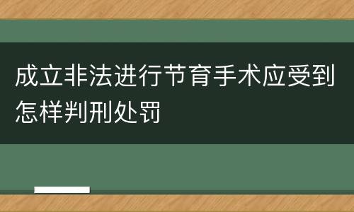 成立非法进行节育手术应受到怎样判刑处罚