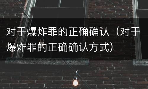 对于爆炸罪的正确确认（对于爆炸罪的正确确认方式）